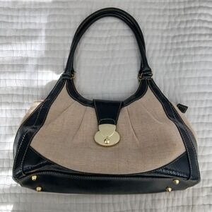 Vintage Cream With black woven‎ Shoulder Purse
